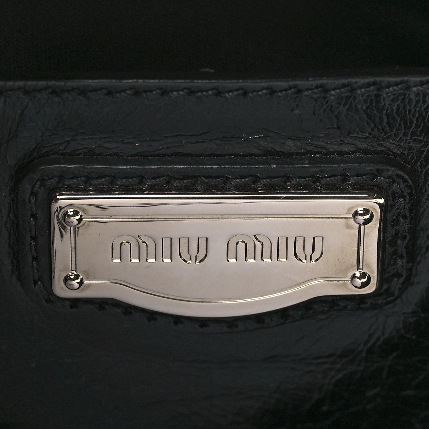 Miu Miu Vitello Shine Top Handle Satchel Black 6 of 11
