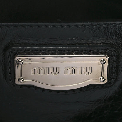 Miu Miu Vitello Shine Top Handle Satchel Black 6 of 11