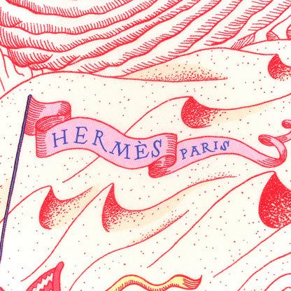 Hermes Cashmere Silk Cosmographia Universalis Shawl 140 Rose White Bleu 3 of 3