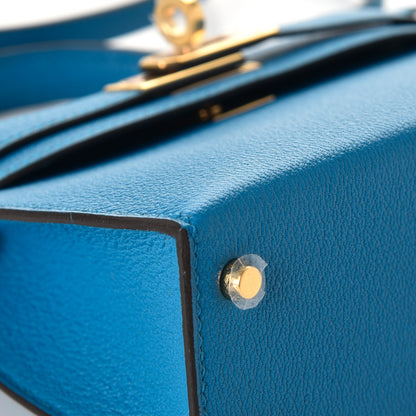 Hermes Chevre Mysore Mini Kelly Sellier 20 Bleu Zanzibar 10 of 29