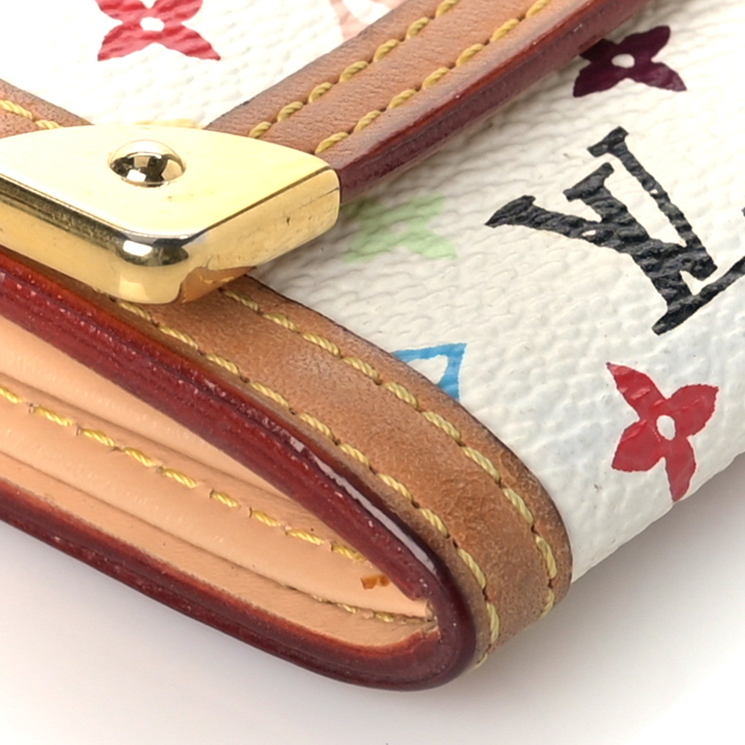 Louis Vuitton Monogram Multicolor Porte-Monnaie Plat Coin Purse White 8 of 9