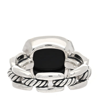 David Yurman Sterling Silver Diamond Black Onyx Wellesley Link Ring 54 7 3 of 5