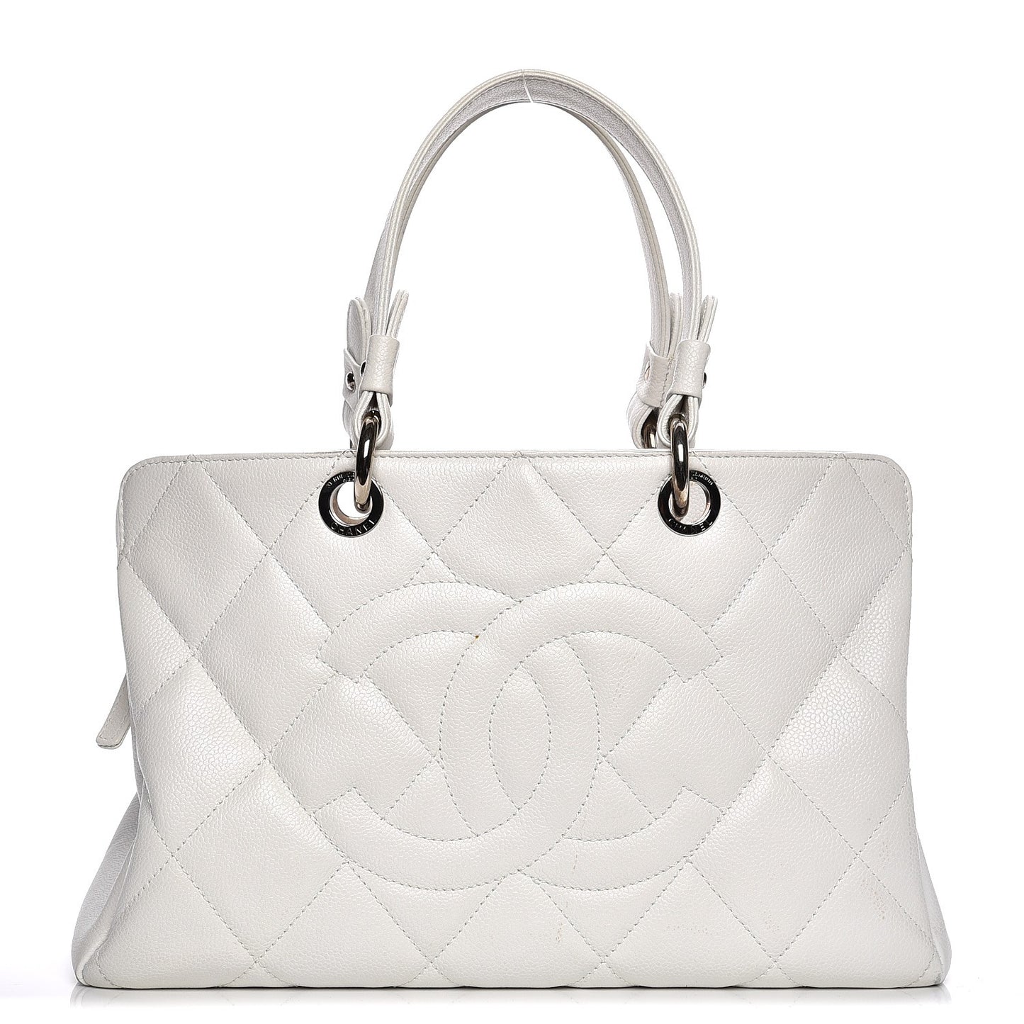 Soft Caviar Quilted CC Timeless Tote White