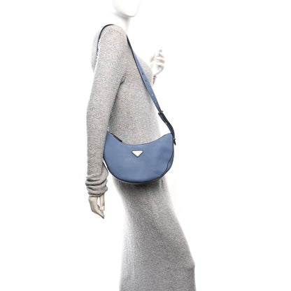 Prada Nubuck Small Arque Shoulder Bag Aviation Blue 2 of 9