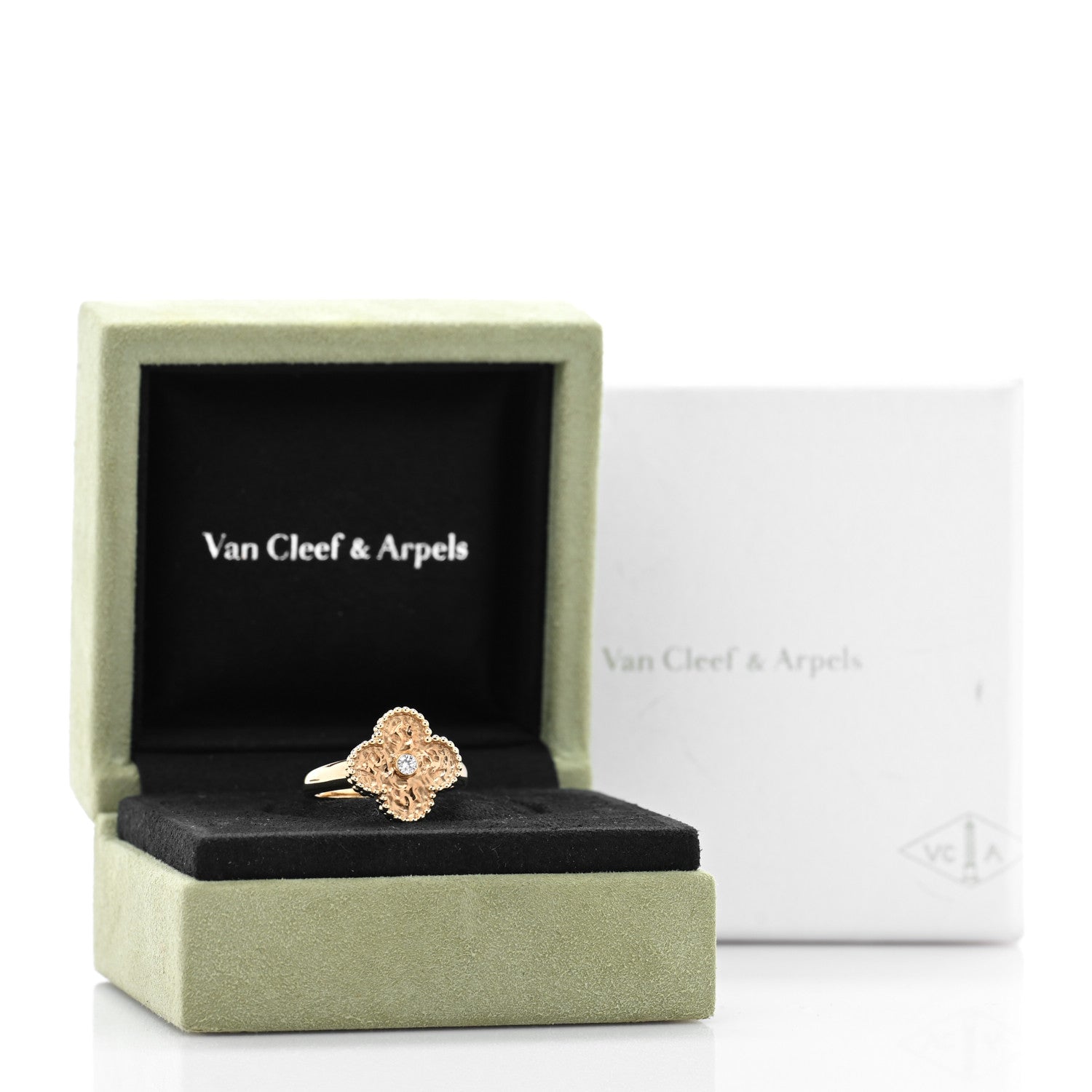 Van Cleef & Arpels 18K Yellow Gold Diamond Vintage Alhambra Ring 5 of 5