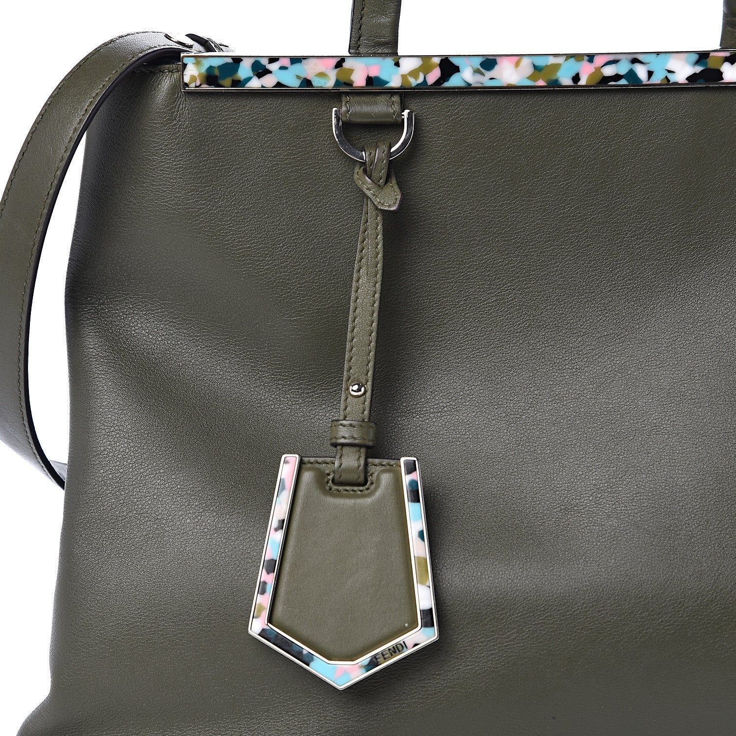 Fendi Vitello Dolce Shiny Nappa Plexiglass Granite Regular 2Jours Tote Equatore 10 of 10