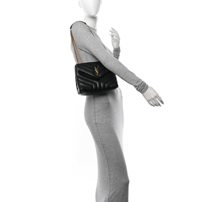 Saint Laurent Calfskin Y Quilted Monogram Small Loulou Chain Satchel Black 2 of 11