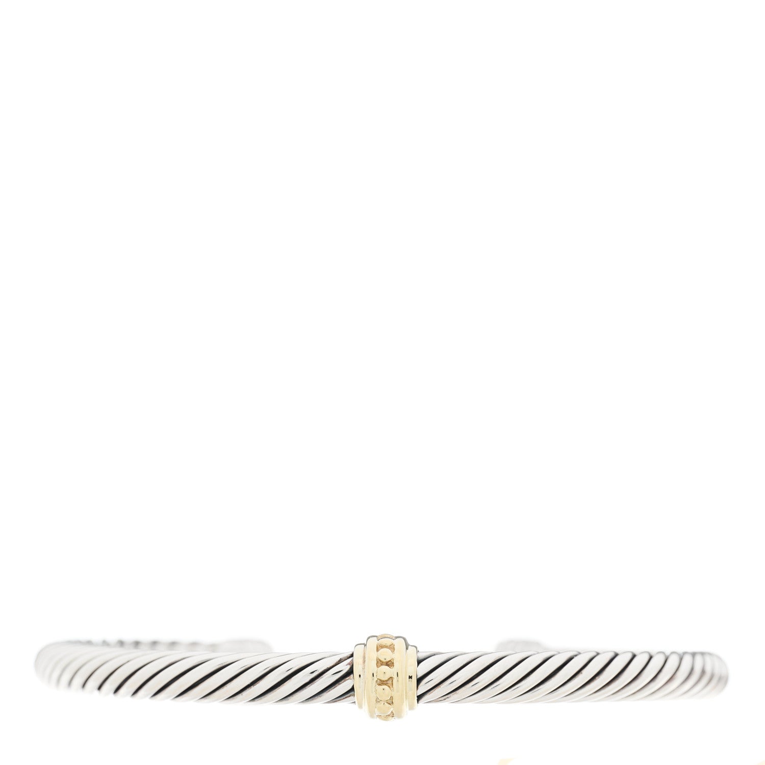David Yurman Sterling Silver 14K Yellow Gold 5mm Cable Classics Single Station Bracelet 1 of 3