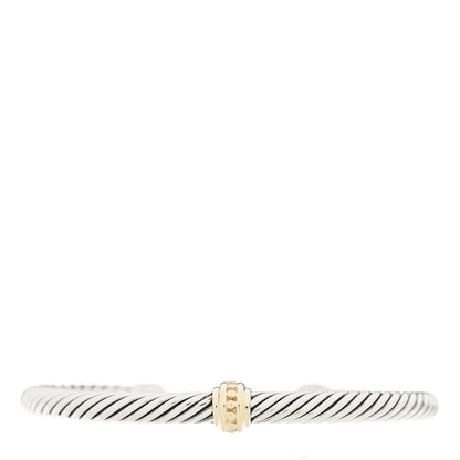 David Yurman Sterling Silver 14K Yellow Gold 5mm Cable Classics Single Station Bracelet 1 of 3
