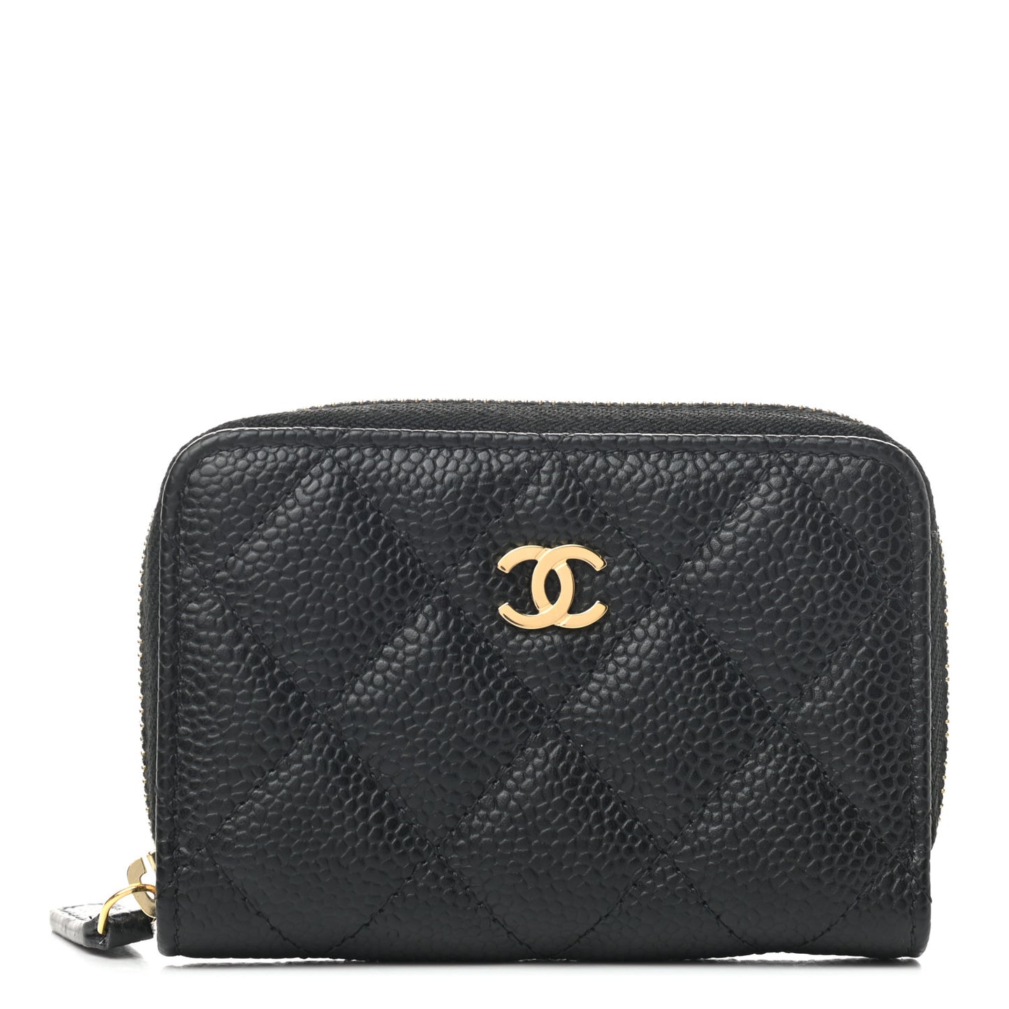 Caviar Quilted Zip Coin Purse Black