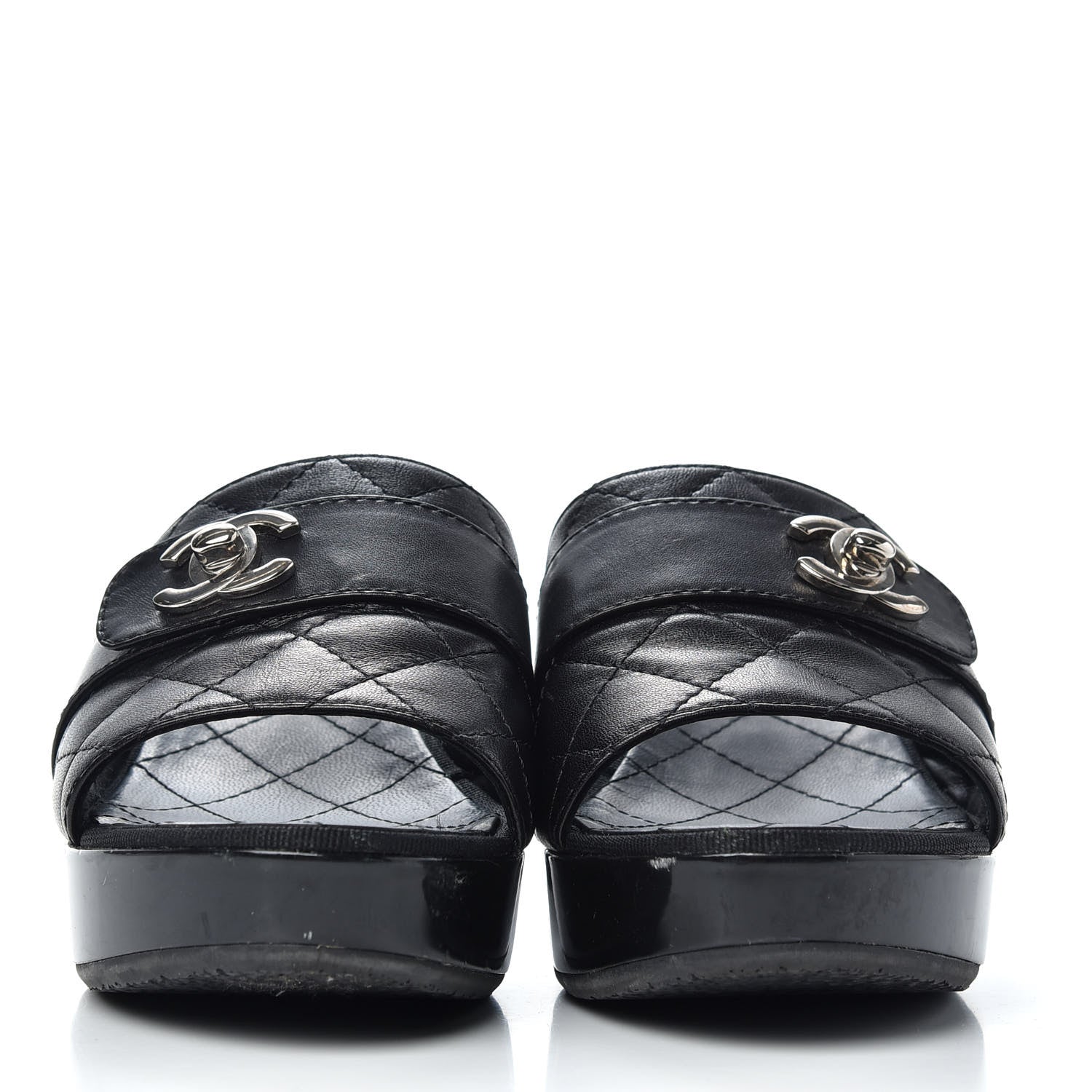 Chanel Lambskin Quilted Wooden Mules 38.5 Black 2 of 11
