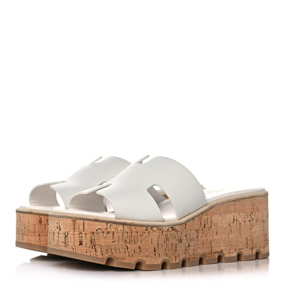 Hermes Calfskin Cork Eze 30 Sandals 38 White 3 of 10