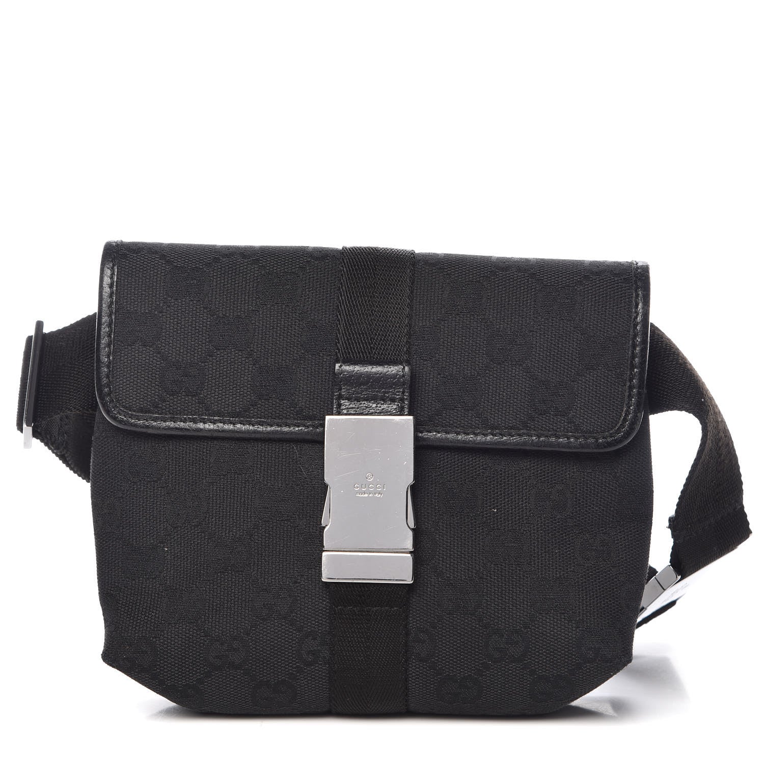 Gucci GG Monogram Web Buckle Belt Bag Black 1 of 9