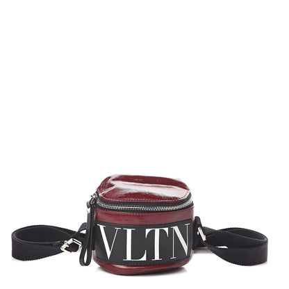 Valentino Garavani Shiny Coated Canvas VLTN Crossbody Dark Red 1 of 9