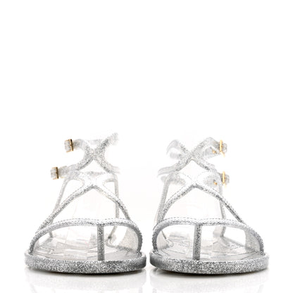 Jimmy Choo Glitter Rubber Lance Jelly Sandals 36 Silver 2 of 7
