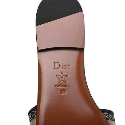 Christian Dior Canvas Embroidered Dway Mules Slide Sandals 38 Deep Blue 6 of 9