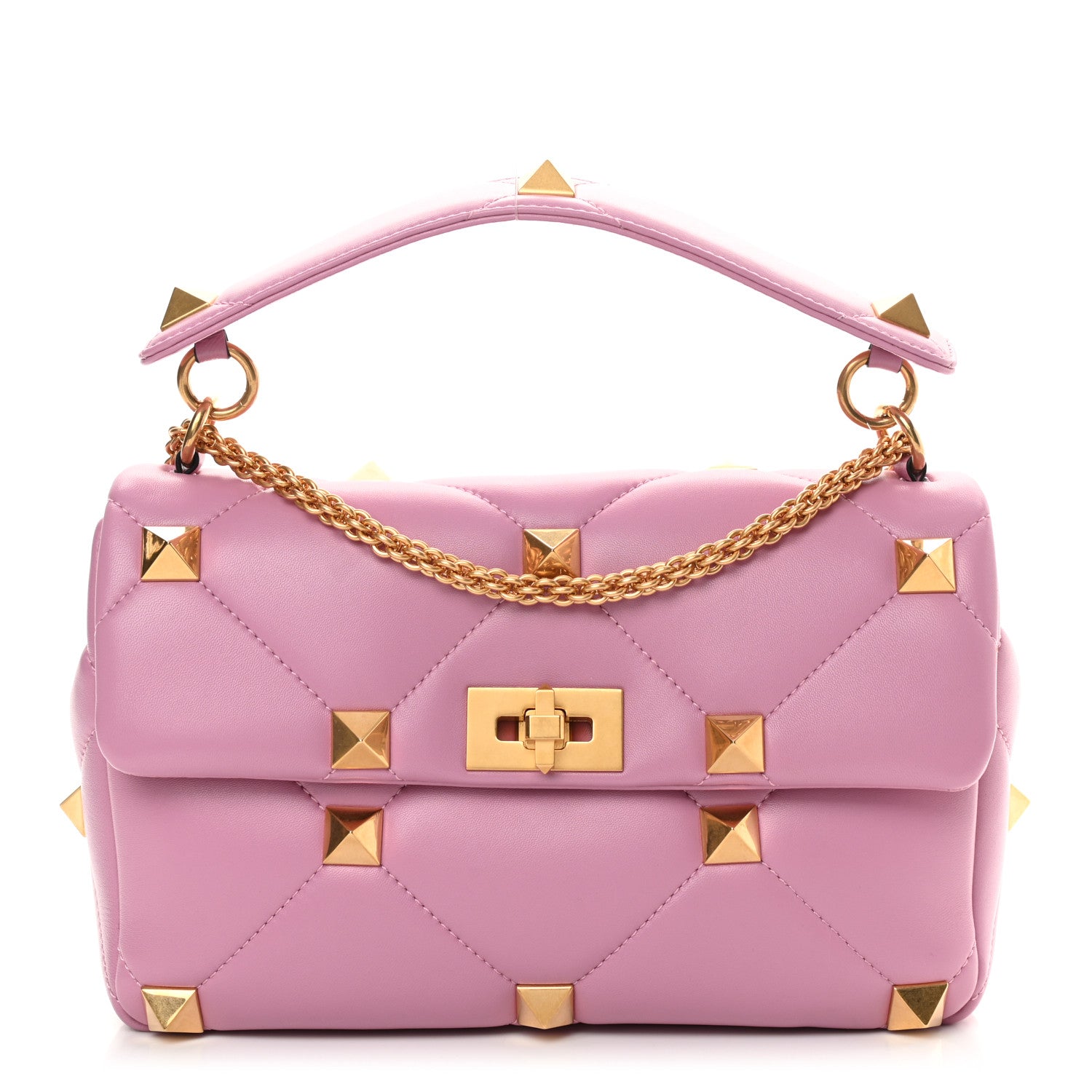Valentino Garavani Nappa Large Roman Stud Shoulder Bag Giacinto 1 of 10
