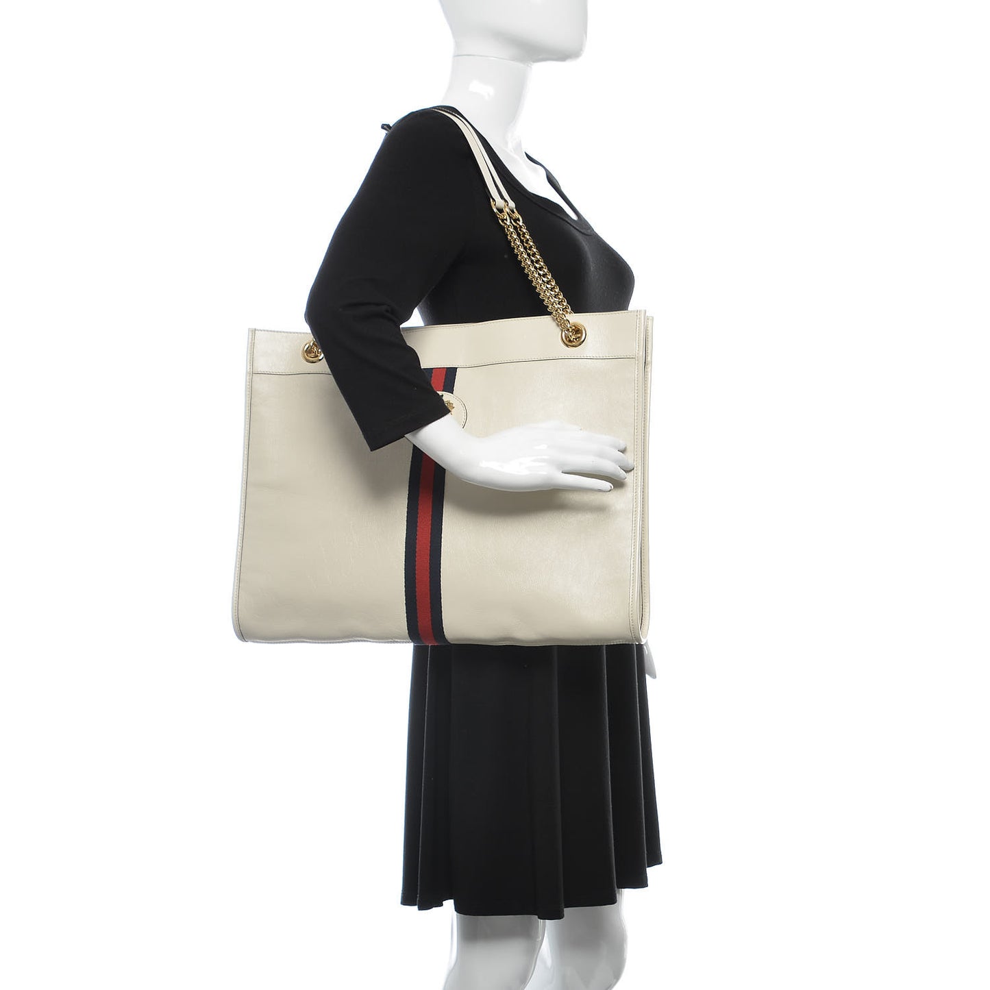 Suede Calfskin Large Rajah Chain Tote White