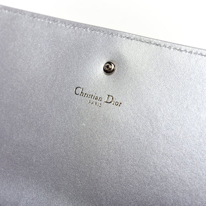 Christian Dior Metallic Grained Calfskin Diorama Croisiere Chain Wallet Silver 7 of 10