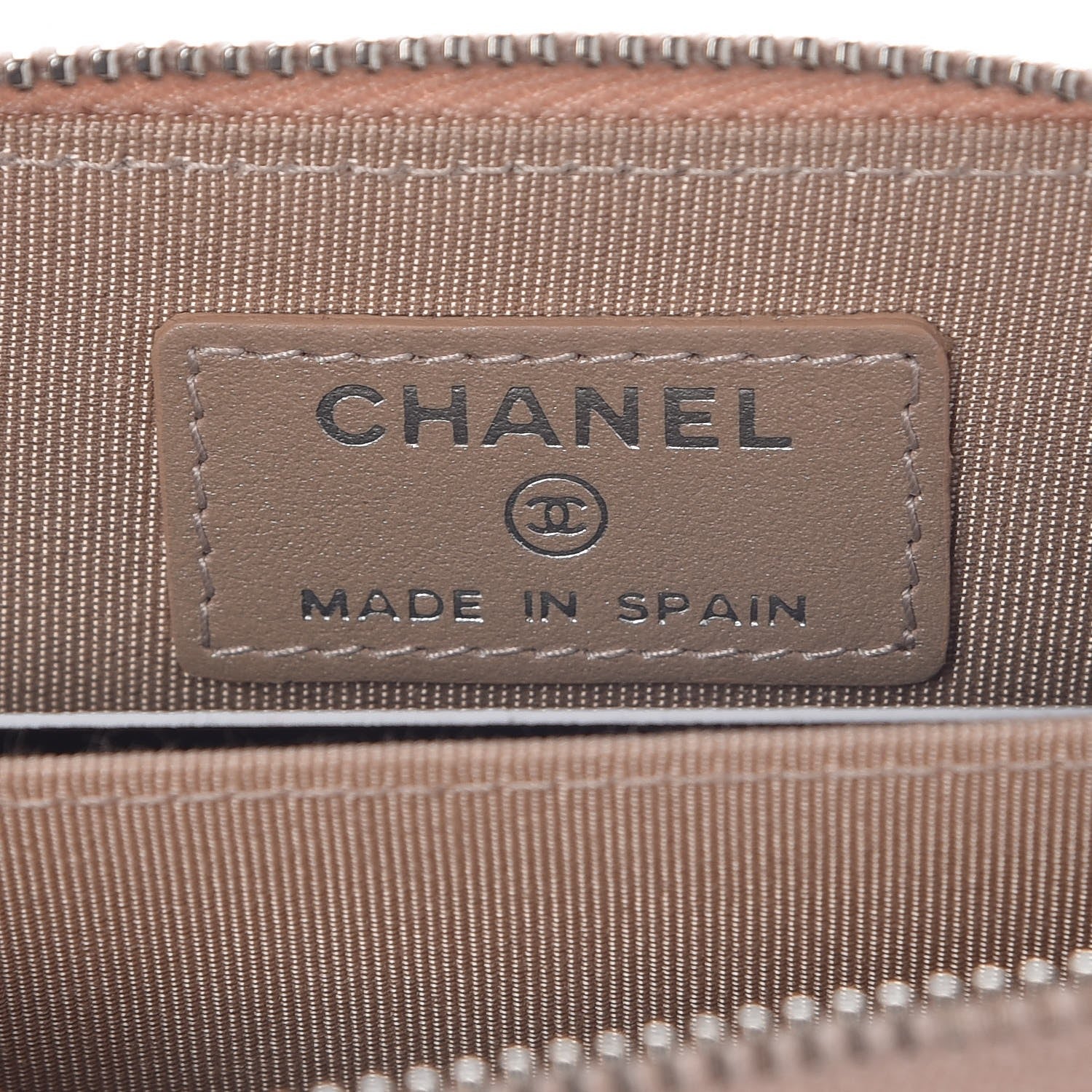 Chanel Metallic Caviar Chevron Quilted Zip Around Coin Purse Light Gold 6 of 8