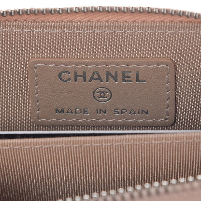Chanel Metallic Caviar Chevron Quilted Zip Around Coin Purse Light Gold 6 of 8