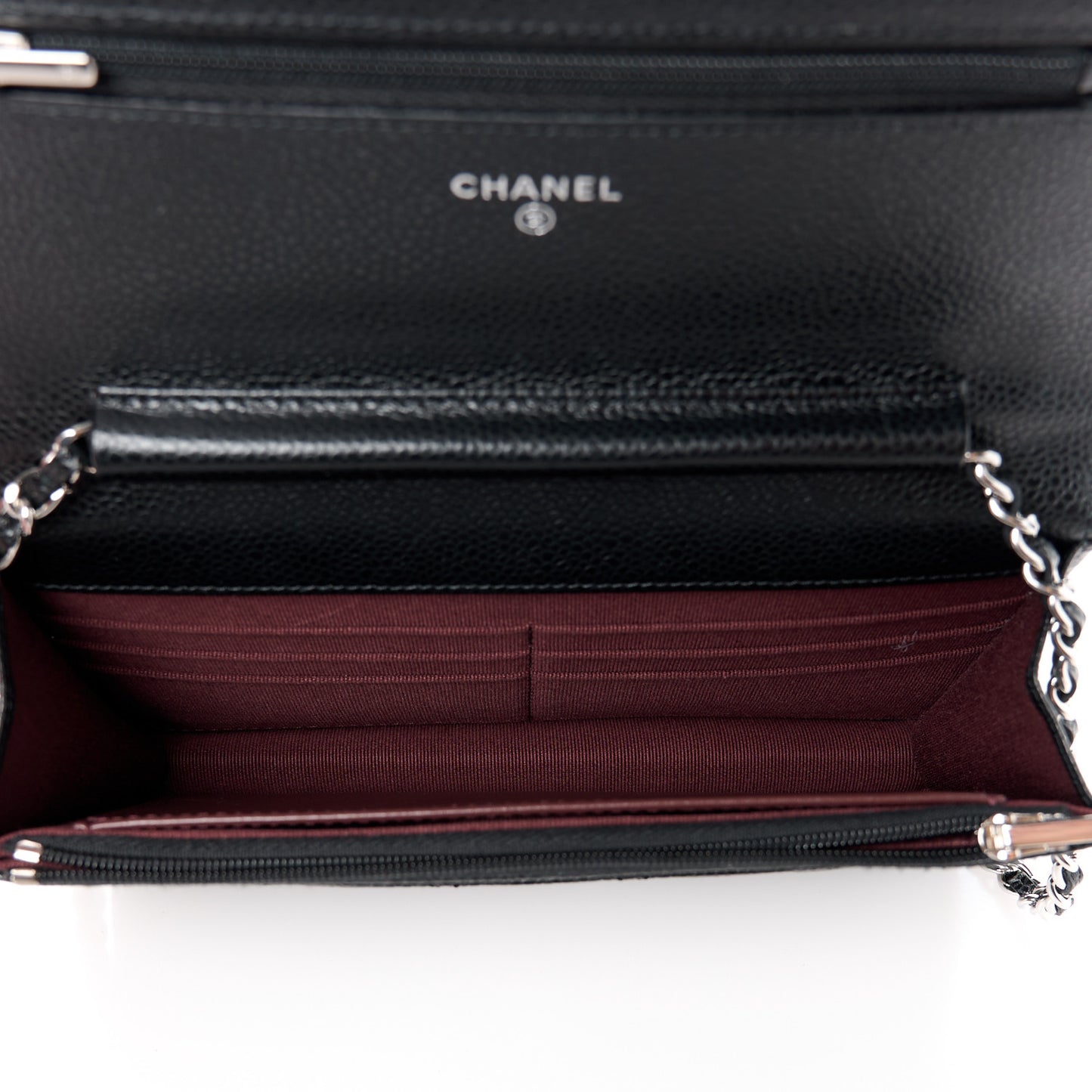 Caviar Quilted Wallet on Chain WOC Black