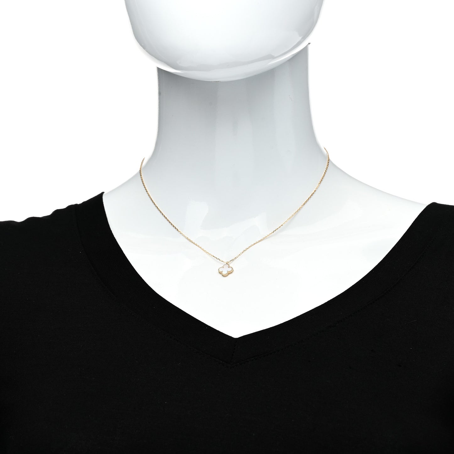 18K Yellow Gold Mother of Pearl Sweet Alhambra Pendant Necklace