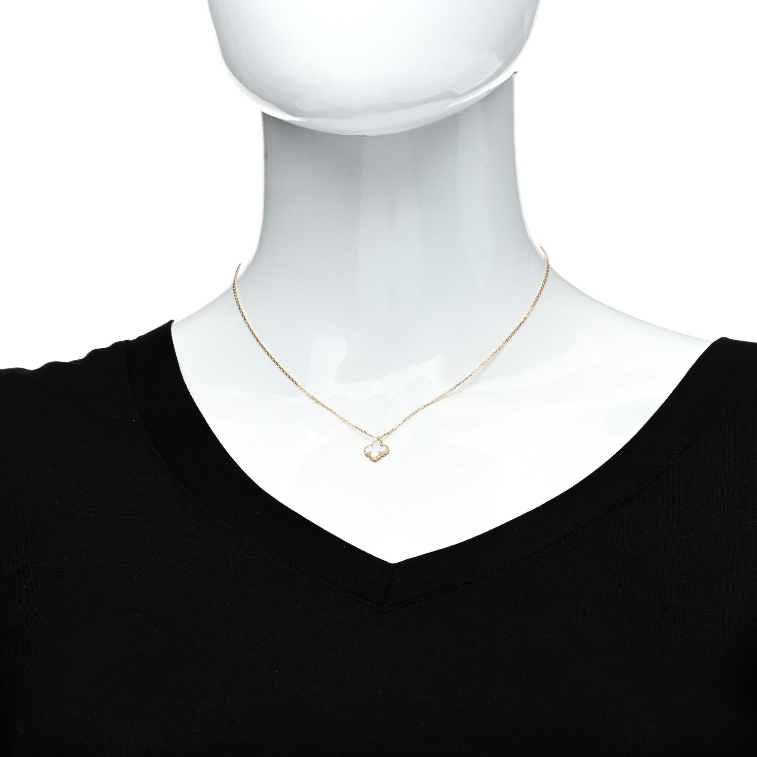 Van Cleef & Arpels 18K Yellow Gold Mother of Pearl Sweet Alhambra Pendant Necklace 2 of 6