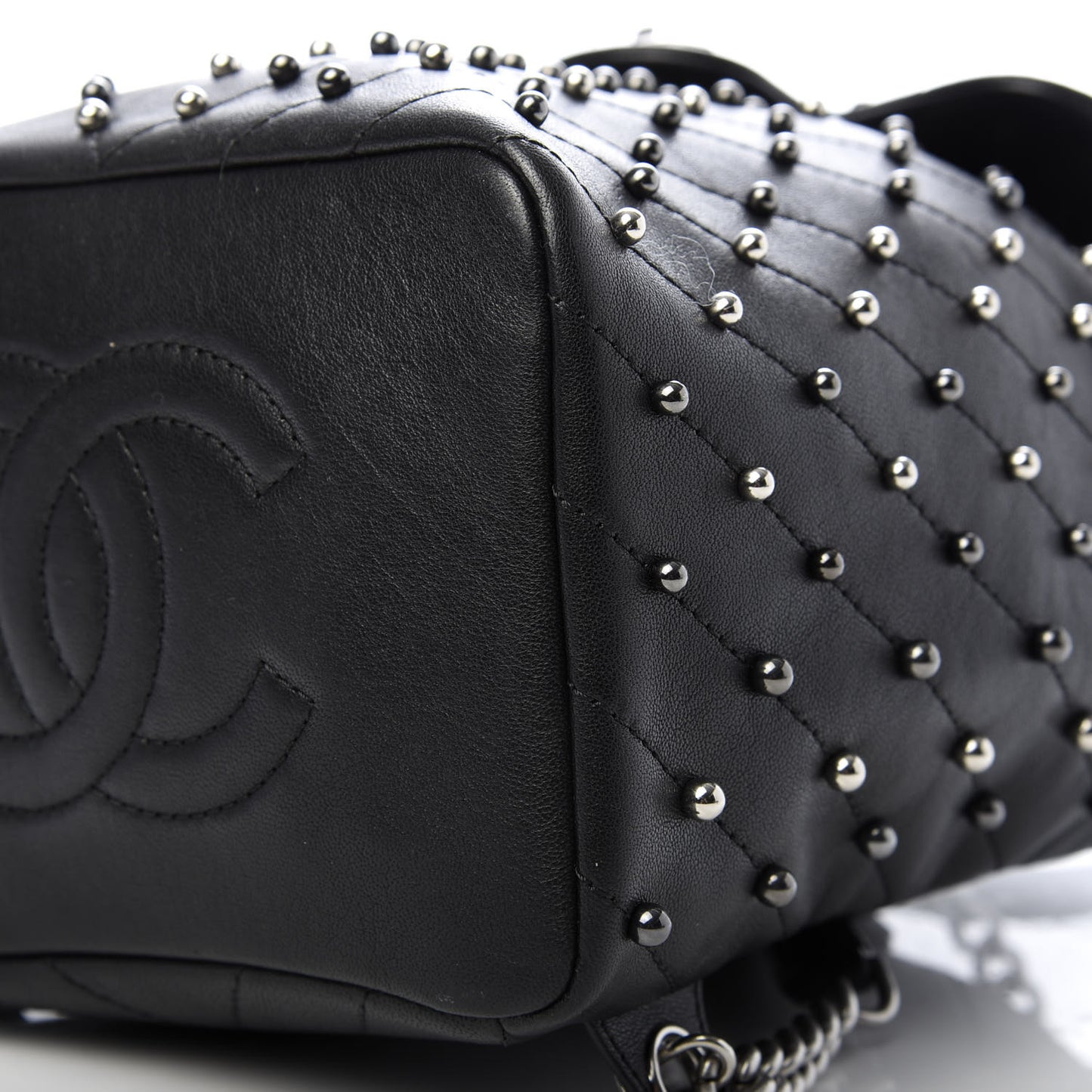 Lambskin Chevron Quilted Studded Stud Wars Backpack Black