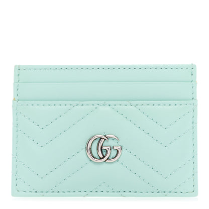 Gucci Calfskin Matelasse GG Marmont Card Holder Water Green 1 of 6