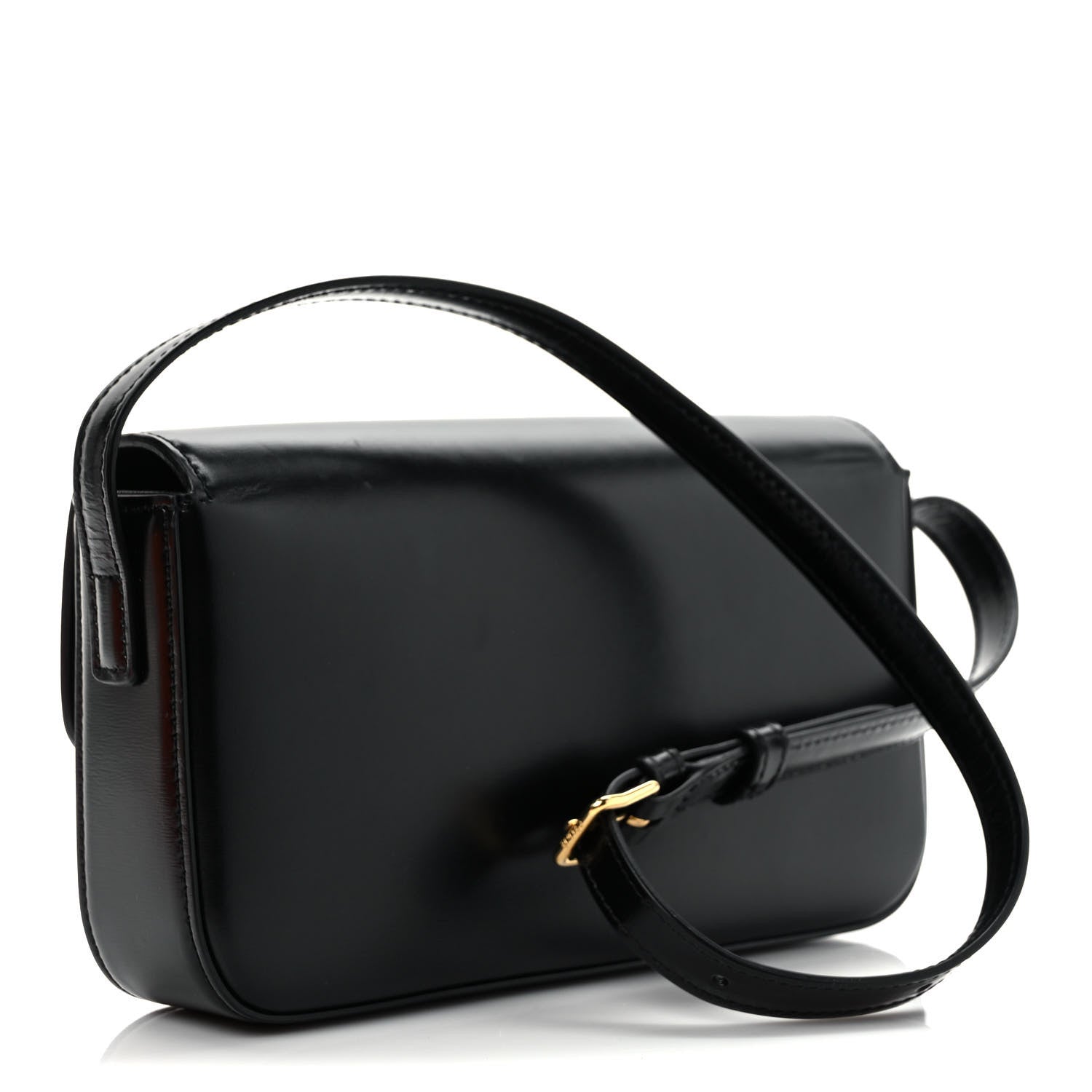 Celine Shiny Calfskin Triomphe Shoulder Bag Black 3 of 9