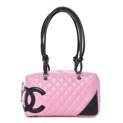 Chanel Calfskin Quilted Large Cambon Bowler Pink Black 1 of 21