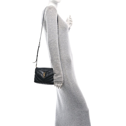 Saint Laurent Calfskin Y Quilted Monogram Toy Loulou Crossbody Bag Black 2 of 11