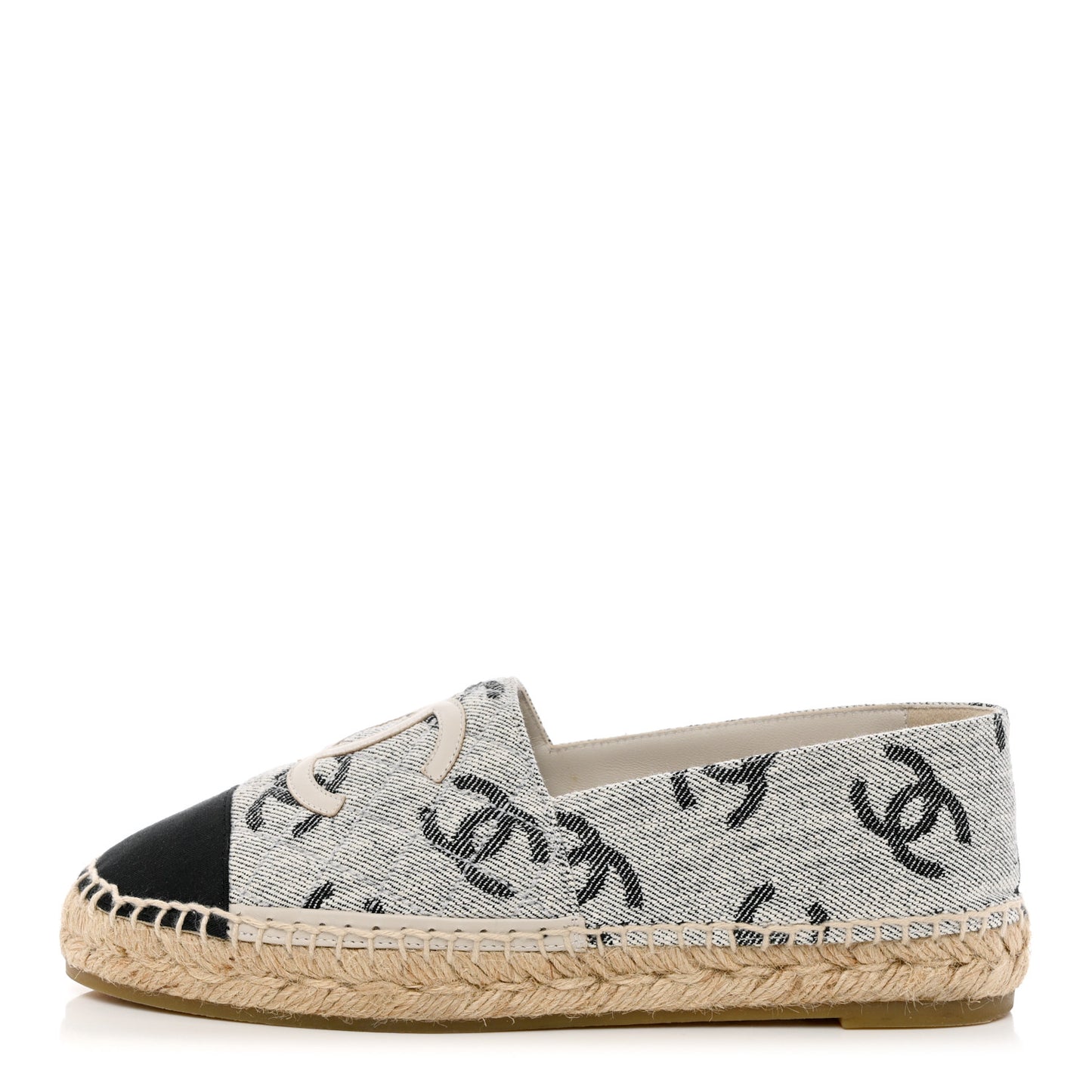 Cotton Jacquard Grosgrain CC Print Espadrilles 39 Grey Black