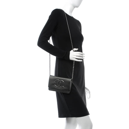 Chanel Metallic Caviar Timeless CC Wallet On Chain WOC Dark Silver 2 of 9