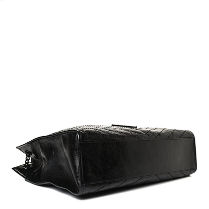 Saint Laurent Crinkled Calfskin Matelasse Monogram Large Niki Shopper Tote Black 4 of 16