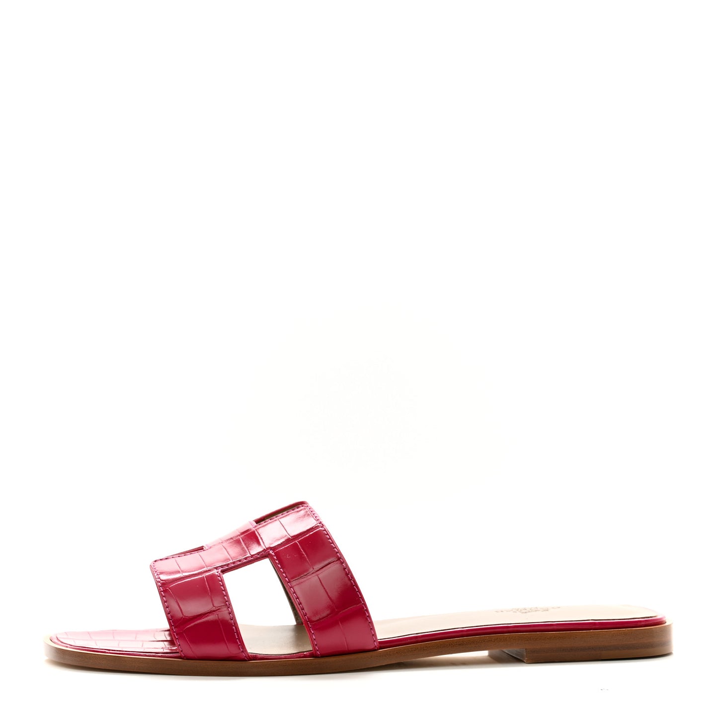 Shiny Alligator Oran Sandals 41 Rose Mexico