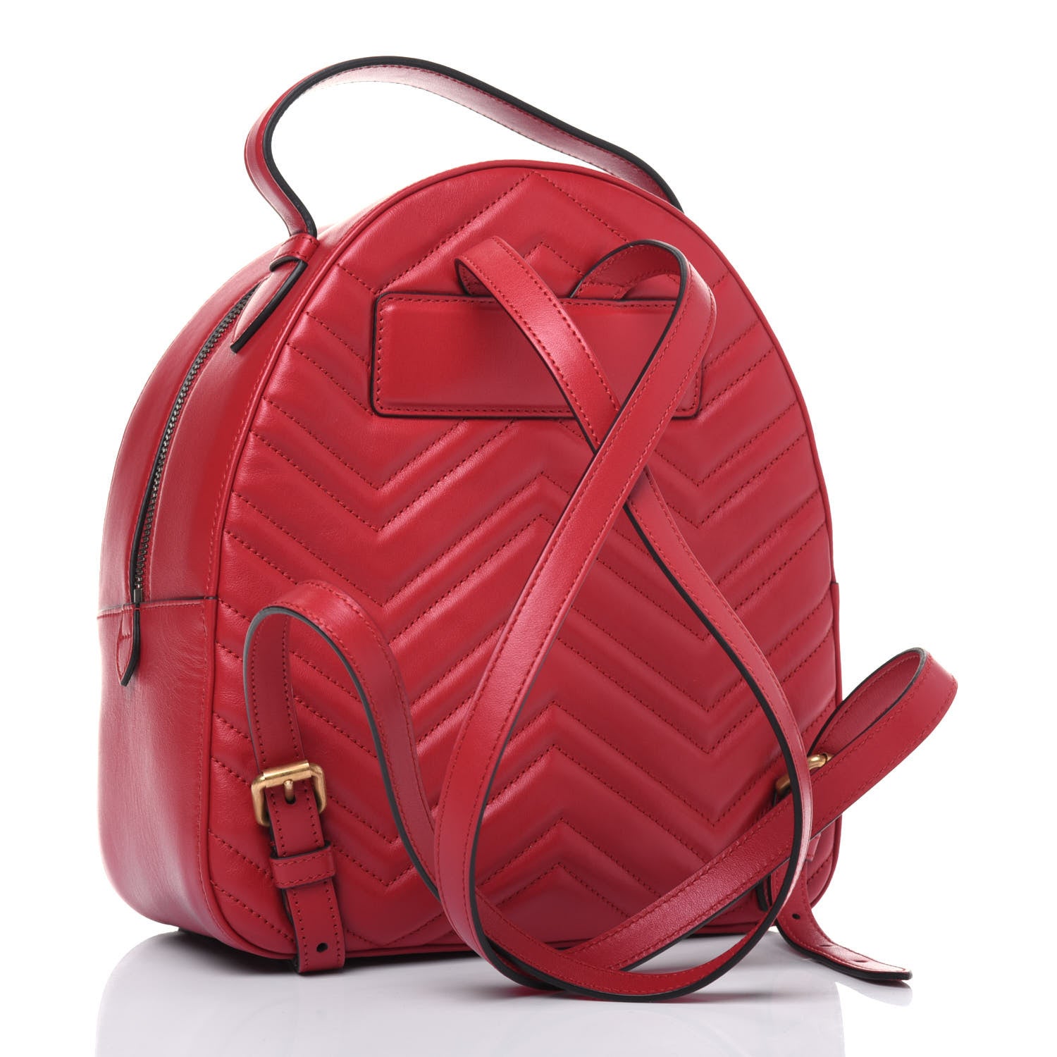 Gucci Calfskin Matelasse GG Marmont Dome Backpack Hibiscus Red 2 of 14
