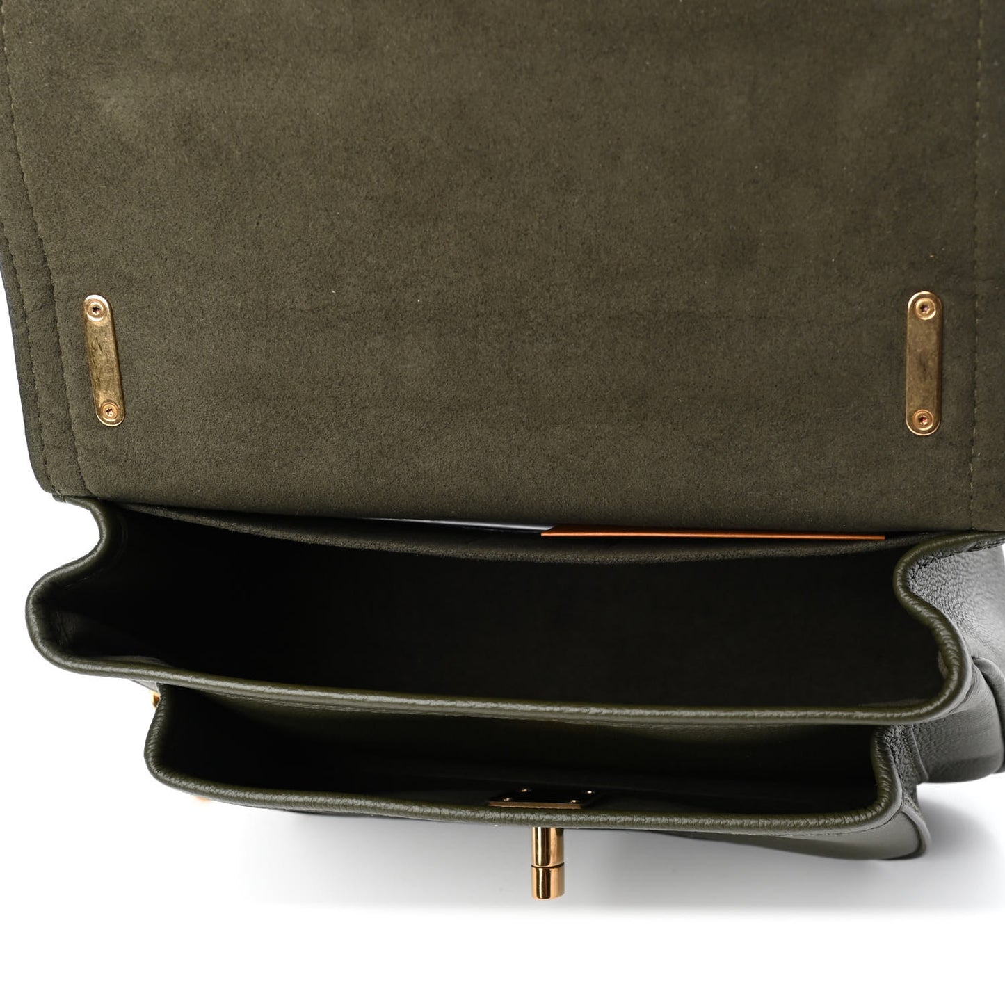 Grained Calfskin Lockme Chain Bag PM Kaki