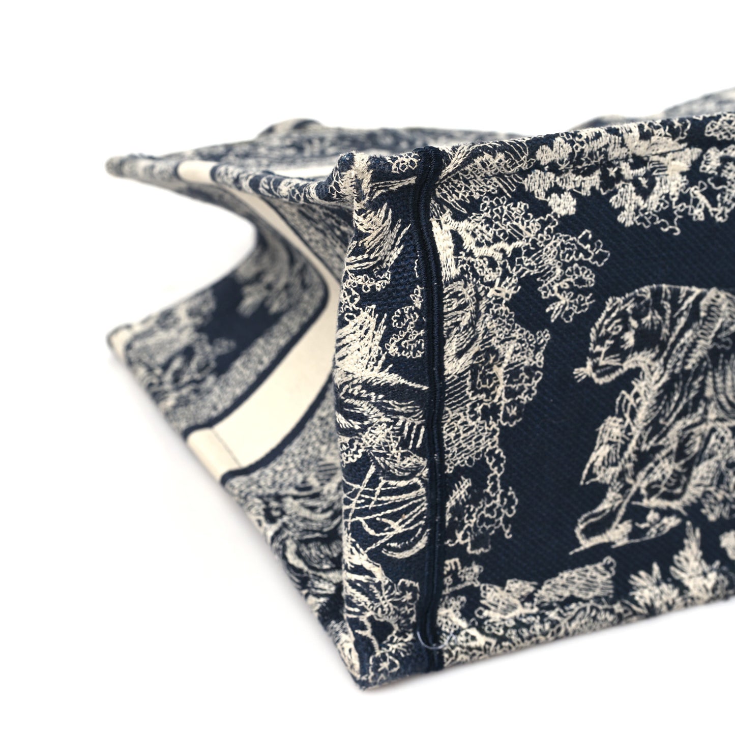 Canvas Embroidered Medium Toile De Jouy Reverse Book Tote Blue