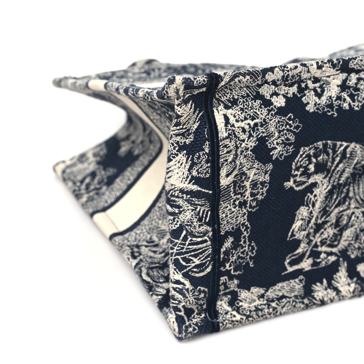 Christian Dior Canvas Embroidered Medium Toile De Jouy Reverse Book Tote Blue 9 of 13