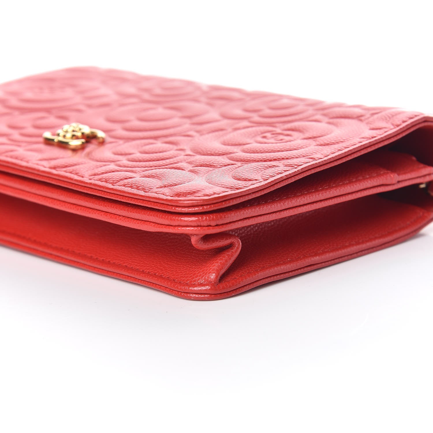 Chanel Caviar Camellia Embossed Wallet On Chain WOC Red 6 of 12