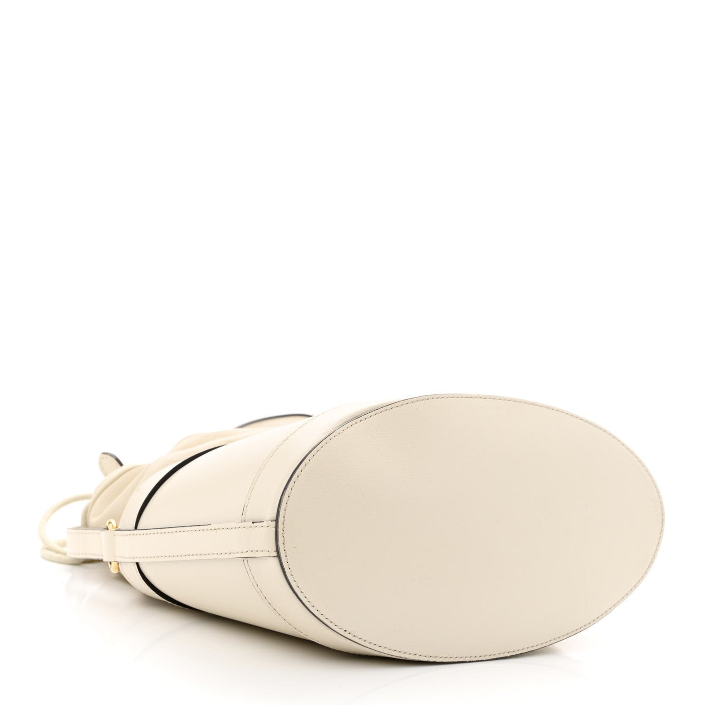 Azalea Sakai Calfskin Horsebit 1955 Drawstring Bucket Bag Mystic White