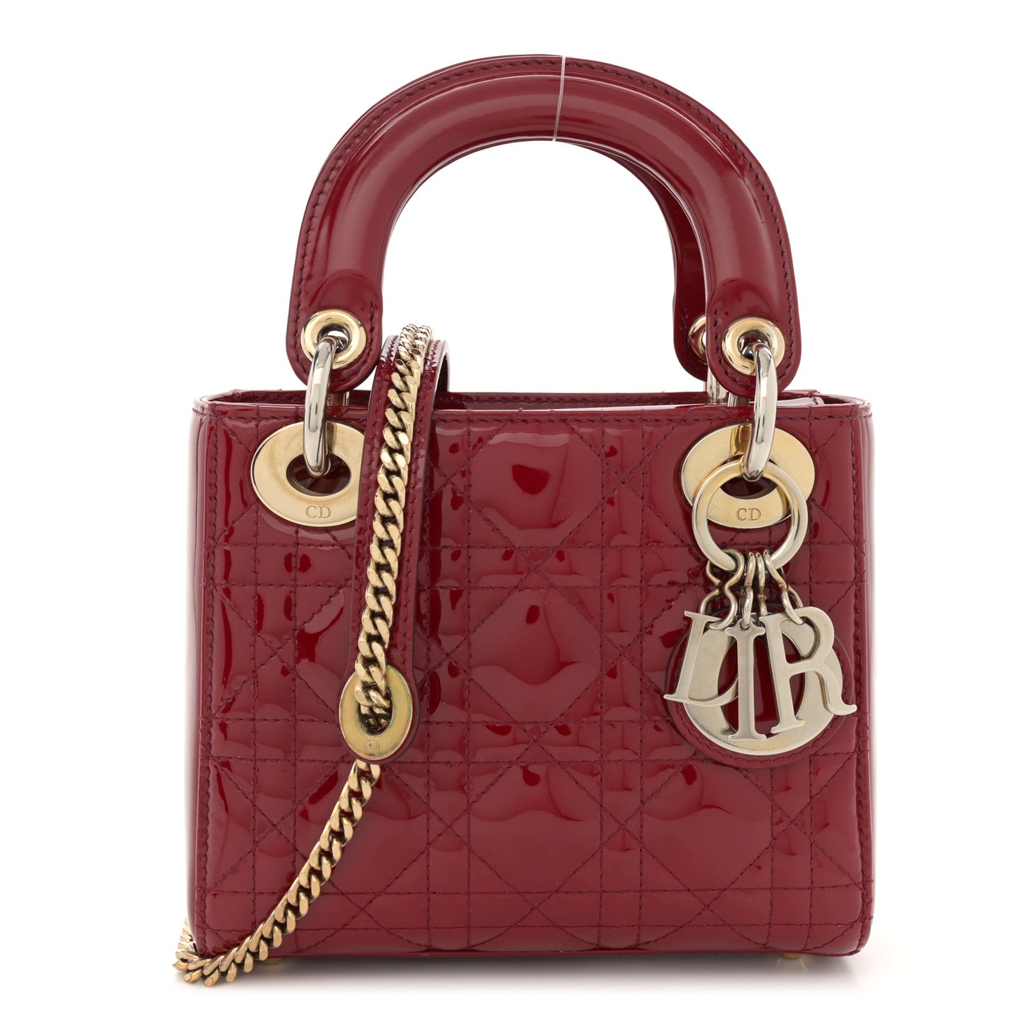 Patent Cannage Mini Lady Dior Red