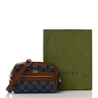 Gucci New Denim GG Monogram Dollar Calfskin Mini Ophidia Shoulder Bag Blue Tea Cuir Epilog 10 of 10