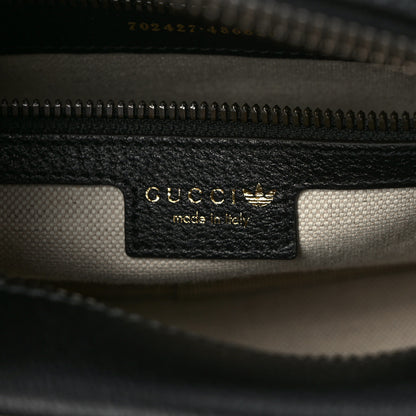 Gucci X ADIDAS Crystal Vintage Monogram Textured Dollar Calfskin Web Trefoil Logo Small Messenger Bag Bright Splash Off White Black 6 of 9