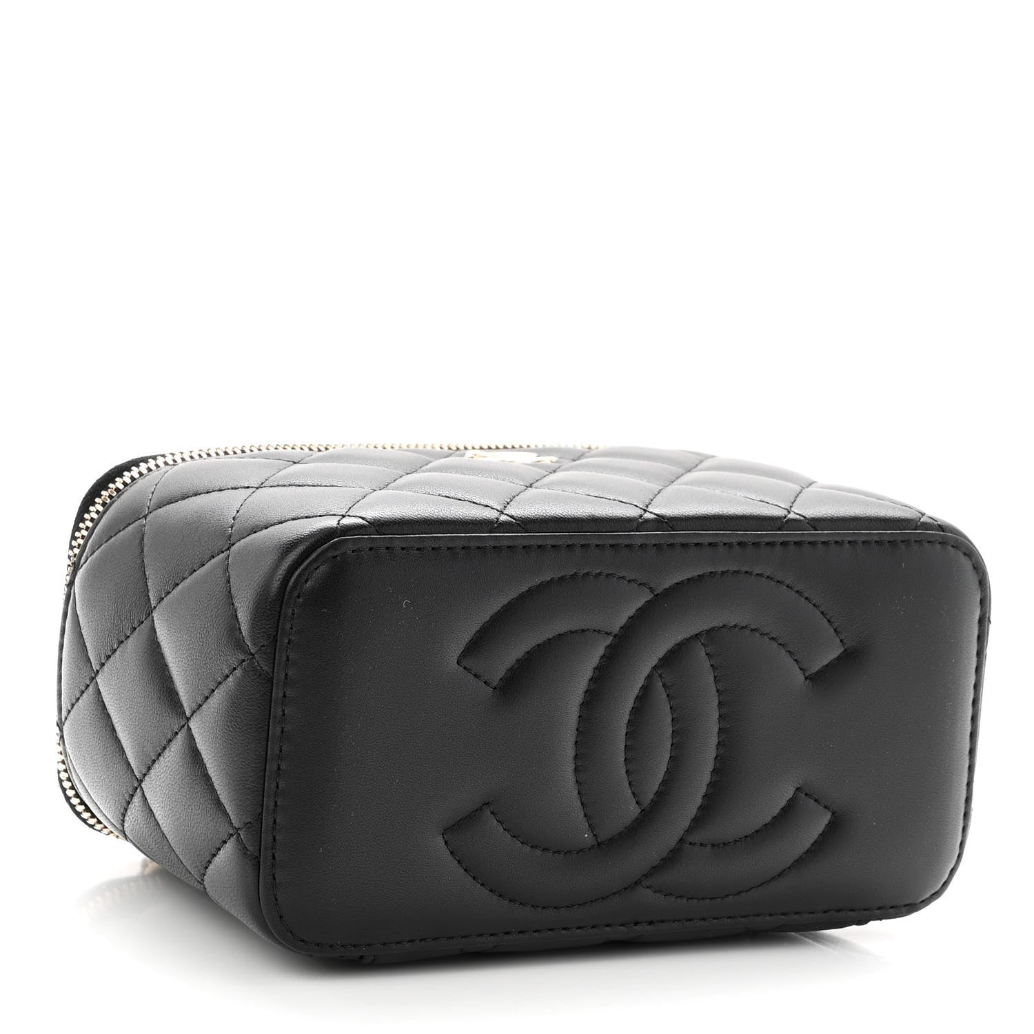 Chanel Lambskin Quilted Small Pearl Crush Vanity Case With Chain Black 4 of 12
