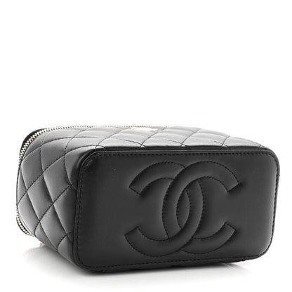 Chanel Lambskin Quilted Small Pearl Crush Vanity Case With Chain Black 4 of 12