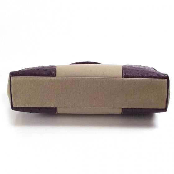 Canvas Ostrich Tote Tan Purple