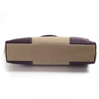 Prada Canvas Ostrich Tote Tan Purple 4 of 10